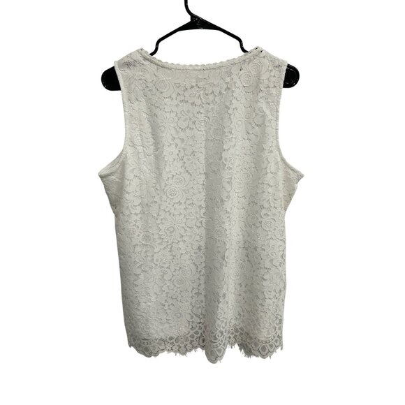Isaac Mizrahi Live! Lace Sleeveless Tank Top White Sz Large Boho Minimalist - Picture 2 of 9